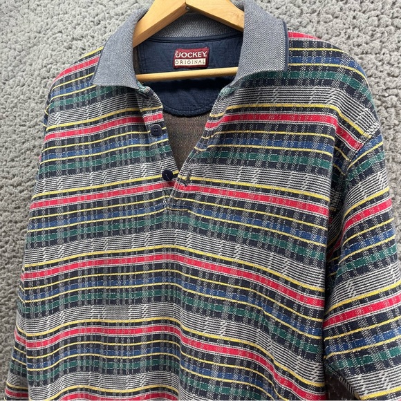 Vintage 90s Jockey Original Red Striped Plaid Long Sleeve Men's Shirt Size Small - Picture 3 of 10